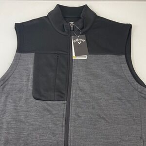 Callaway Mens Size L Golf Sheath Hybrid Quilted Vest Black Grey Full Zip NEW